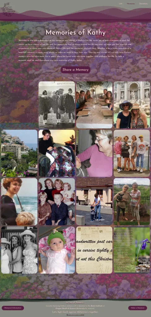 2-Get-There | Lifelong Learning, Global Citizenship, Creative Expression | Picture and Memories Page for Memorial Website
